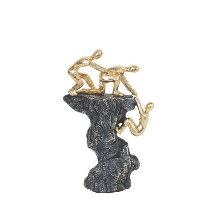 DECORATIVE SCULPTURE PEOPLE ON ROCK GOLD 14x5.5x21.5cm