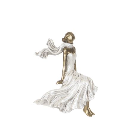 DECORATIVE SCULPTURE FEMALE WHITE-GOLD 15.5x7x19cm