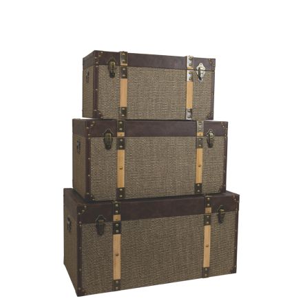 S/3 WOODEN CHEST BROWN-BEIGE 80x40x40cm/ 70x35x35cm/ 60x30x30cm