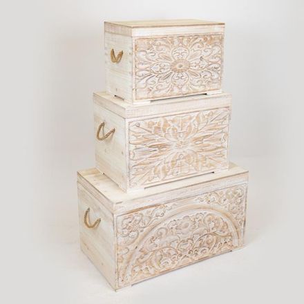 S/3 ΜΠΑΟΥΛΑ ΞΥΛΙΝΑ ΛΕΥΚΑ ΜΕ ΣΧΕΔΙΑ 72x40.5x41cm/ 55.5x33.5x36.5cm/ 47.5x26.5x31cm