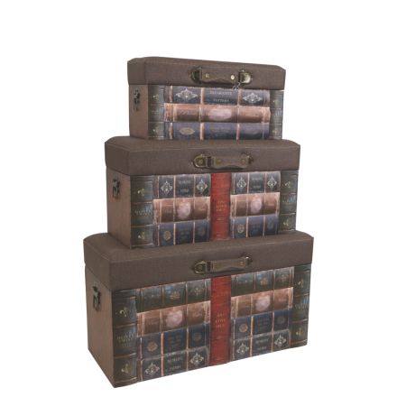S/3 WOODEN CHEST PINK-BROWN  58x35x32cm/ 48x28x25cm/ 38x21x19cm
