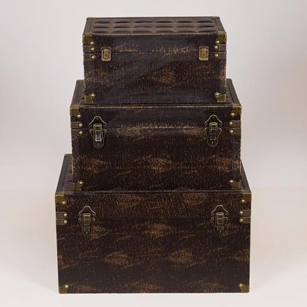 S/3 WOODEN CHEST BLACK 56x34x30cm/ 48x29x25cm/ 40x24x20cm