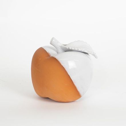 ΔΙΑΚΟΣΜΗΤΙΚΟ ΚΕΡΑΜΙΚΟ ΜΗΛΟ ΤΕΡΑΚΟΤΑ-ΛΕΥΚΟ 11.8x11.8x12cm