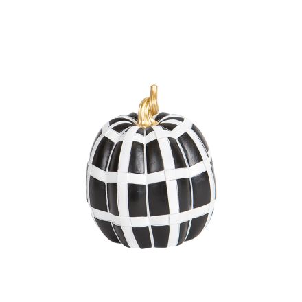 DECORATIVE PUMPKIN BLACK-WHITE 15x15x17.5cm