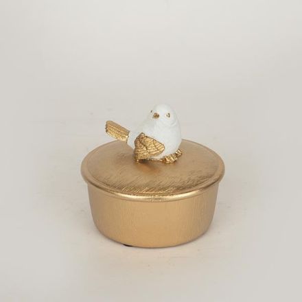 ΔΙΑΚΟΣΜΗΤΙΚΟ ΚΟΥΤΙ ΜΕ ΠΟΥΛΙ ΞΥΛΙΝΟ ΛΕΥΚΟ- ΧΡΥΣΟ 10x10x9cm