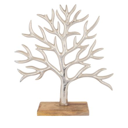 DECORATION TREE  WOOD-NICKEL SILVER- NATURAL 40x8x44cm