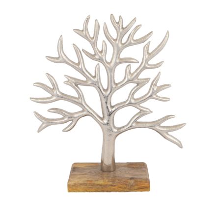DECORATION TREE  WOOD-NICKEL SILVER- NATURAL 30x8x34cm