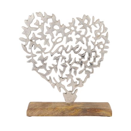 DECORATION HEART NICKEL SILVER 27x5x32cm
