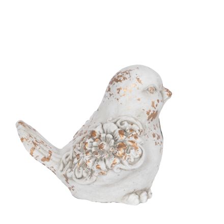 DECORATION BIRD CEMENT WHITE 20.5x17x18cm
