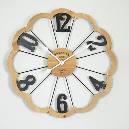 WALL CLOCK WOOD - METAL NATURAL - BLACK 60x4.5x60cm