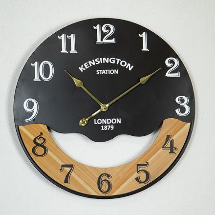 WALL CLOCK METAL - WOOD BLACK - NATURAL 60x4.5x60cm
