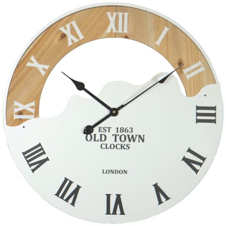 WALL CLOCK METAL - WOOD WHITE - BLACK - NATURAL 60x4.5x60cm