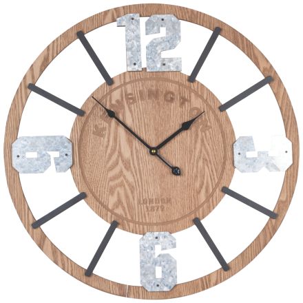 WALL CLOCK MDF - IRON NATURAL - BLACK - GREY 60x5x60cm