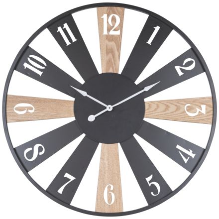WALL CLOCK MDF - IRON BLACK - NATURAL 60x5x60cm