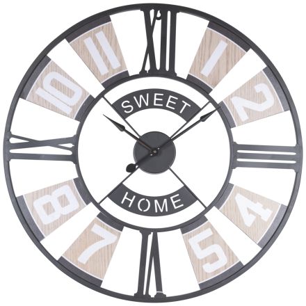 WALL CLOCK MDF - IRON BLACK - WHITE - NATURAL 60x5x60cm