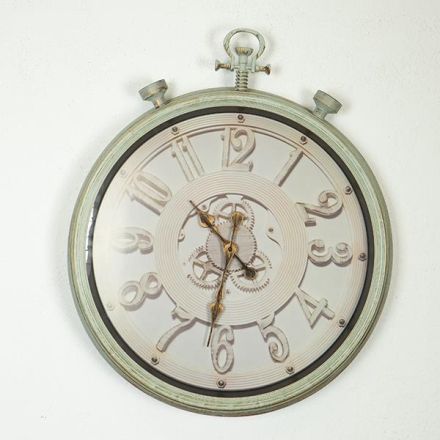 WALL CLOCK PL WITH GEAR WHEEL ANTIQUE ECRU - BEIGE - BLACK 76x7.8x71.5cm