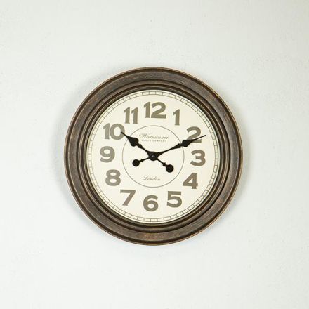 WALL CLOCK PL ANTIQUE BROWN - WHITE - GOLD 44.5x6x44.5cm