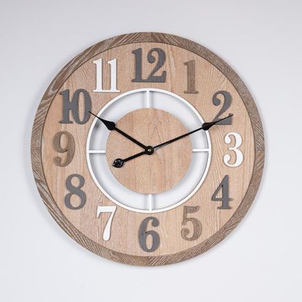 WALL CLOCK MDF BEIGE - BROWN - WHITE 60x5x60cm