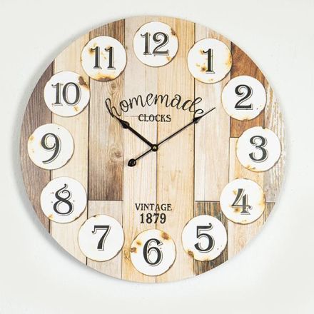 WALL CLOCK MDF ECRU - WHITE - BLACK 58.2x4.3x58.2cm