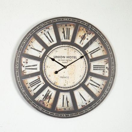 WALL CLOCK MDF ANTIQUE ECRU - BLACK 58.2x4.3x58.2cm