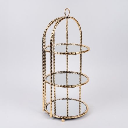 CAKE STAND METAL WITH MIRROR GOLD 23x51cm