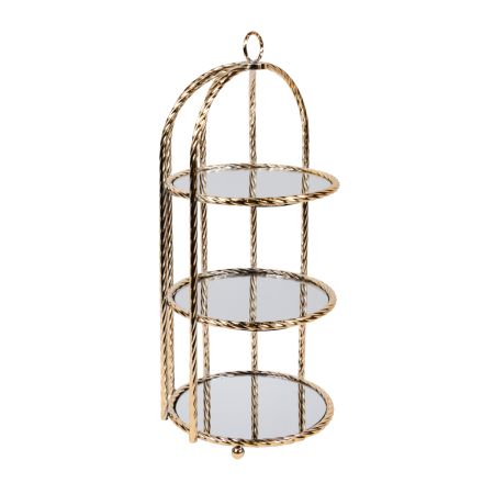 CAKE STAND METAL WITH MIRROR GOLD 23x51cm