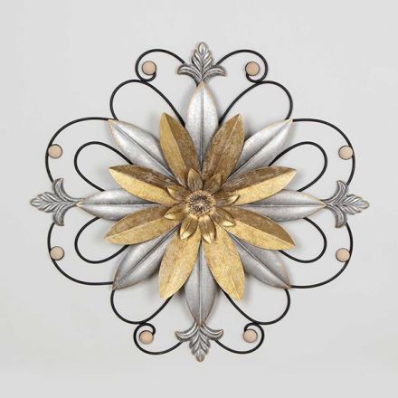 WALL DECOR FLOWER METALLIC GOLD - SILVER - BLACK 63x5x63cm