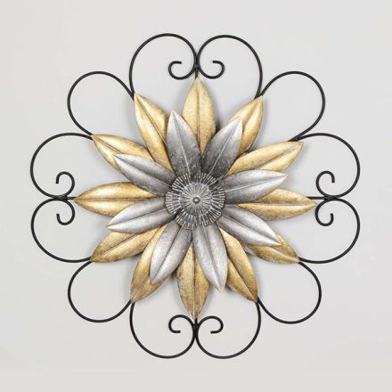 WALL DECOR FLOWER METALLIC GOLD - SILVER - BLACK 59x4.5x59cm