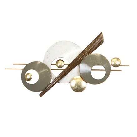 ΔΙΑΚΟΣΜΗΤΙΚΟ ΤΟΙΧΟΥ ΚΥΚΛΟΙ ΜΕΤΑΛΛΙΚΟ ΚΑΦΕ - ΓΚΡΙ - ΛΕΥΚΟ - ΧΡΥΣΟ 98x7.5x51cm