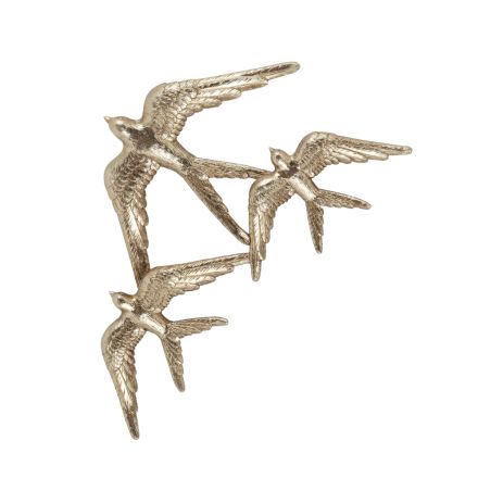 WALL DECOR SWALLOWS GOLD 18.5x2.8x30.3cm
