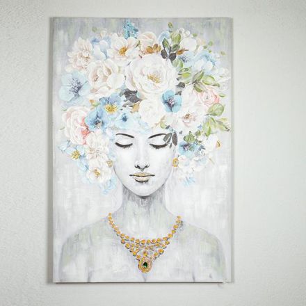 CANVAS WALL ART FEMALE WITH FLOWERS 80x3.5x120cm