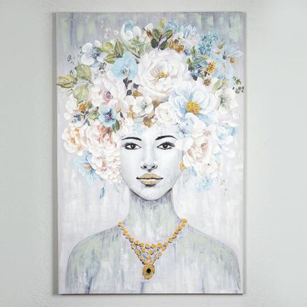 CANVAS WALL ART FEMAILE WITH FLOWERS 80x3.5x120cm