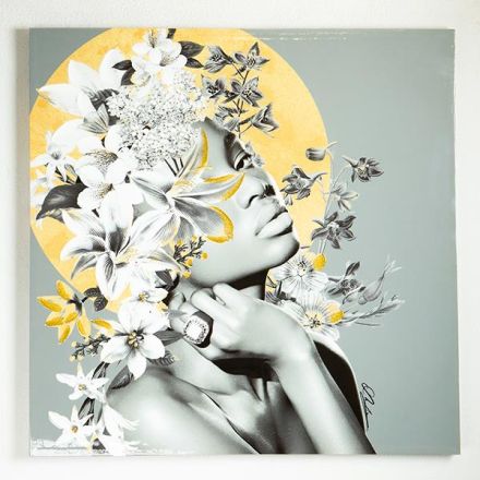 CANVAS WALL ART FEMALE WITH FLOWERS 100x3.5x100cm