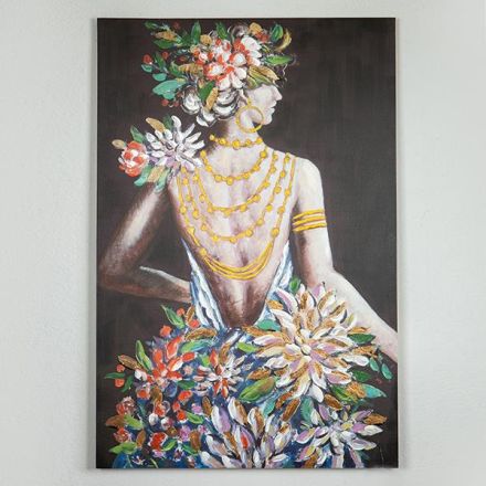 CANVAS WALL ART FEMALE DRESSED WITH FLOWERS 80x3.5x120cm