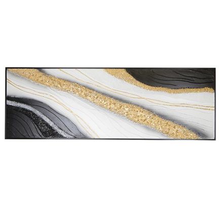 CANVAS WALL ART BLACK - WHITE - GOLD 152x4.5x52cm