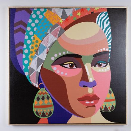 CANVAS WALL ART FEMALE MULTICOLOR 82x4.5x82cm