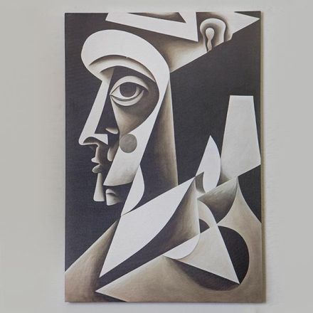 CANVAS PRINT ABSTRACT ART FACE CREAM - BLACK 60x90cm