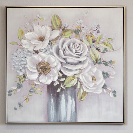 ΠΙΝΑΚΑΣ ΚΑΜΒΑΣ ΛΟΥΛΟΥΔΙΑ ΣΕ ΒΑΖΟ ΛΕΥΚΟΣ - ΜΠΛΕ 80x3.5x80cm