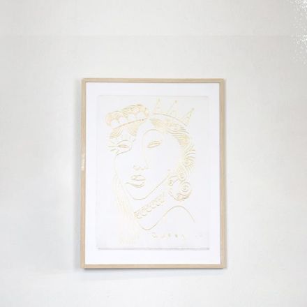 FRAMED WALL ART WITH PLASTER FACE WHITE - GOLD 45x2.2x60cm