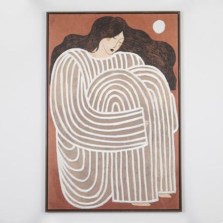 ΠΙΝAΚΑΣ ΚΑΜΒΑΣ ΜΕ ΠΛΑΙΣΙΟ ΓΥΝΑΙΚΑ ΜΠΕΖ - ΚΑΦΕ - ΕΚΡΟΥ 82.6x122.6cm