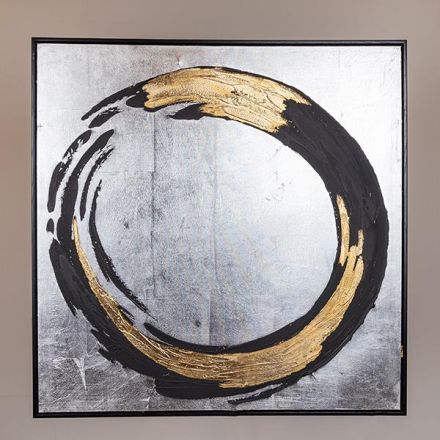 ΠΙΝΑΚΑΣ ΚΑΜΒΑΣ ΚΥΚΛΟΣ ΜΑΥΡΟΣ - ΧΡΥΣΟΣ - ΑΣΗΜΙ 80x3.5x80cm