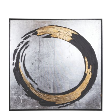 CANVAS PICTURE CIRCLE BLACK - GOLD - SILVER 80x3.5x80cm