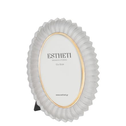 TABLE PHOTO FRAME (13x18) POLYRESIN GREY - GOLD 18x2.5x23cm