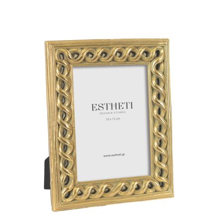 TABLE PHOTO FRAME (10x15) CHAIN POLYRESIN GOLD 16.9x2x22cm