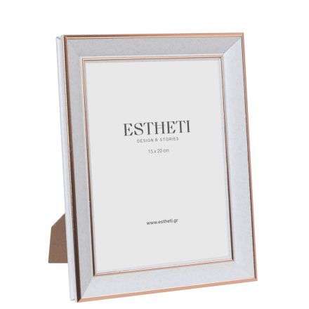 TABLE PHOTO FRAME (15x20) PLASTIC WHITE - GOLD