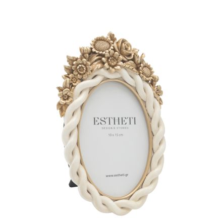 TABLE PHOTO FRAME (10x15) POLYRESIN WHITE - GOLD 14.5x2x23cm