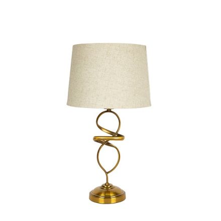 TABLE LAMP WITH ECRU LINEN SHADE METAL GOLD 33x60cm