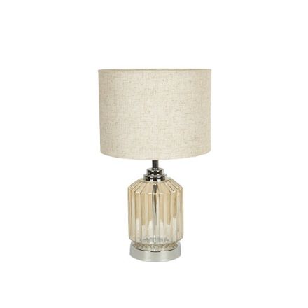 ΕΠΙΤΡΑΠΕΖΙΟ ΦΩΤΙΣΤΙΚΟ ΜΕ ΕΚΡΟΥ ΛΙΝΟ ΚΑΠΕΛΟ ΜΕΤΑΛΛΙΚΟ - ΓΥΑΛΙΝΟ ΑΣΗΜΙ 43x25cm