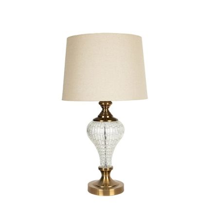 TABLE LAMP WITH ECRU LINEN SHADE METAL - GLASS GOLD 35x63cm