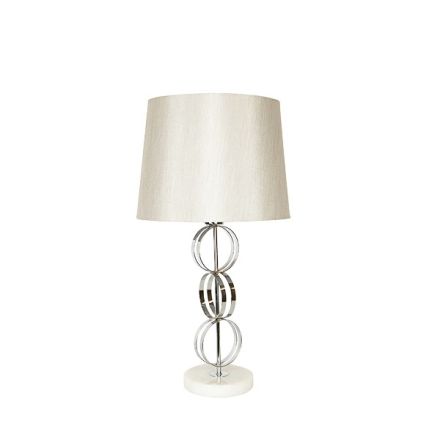TABLE LAMP WITH GREY SHADE MARBLE - METAL WHITE - SILVER 33x60cm